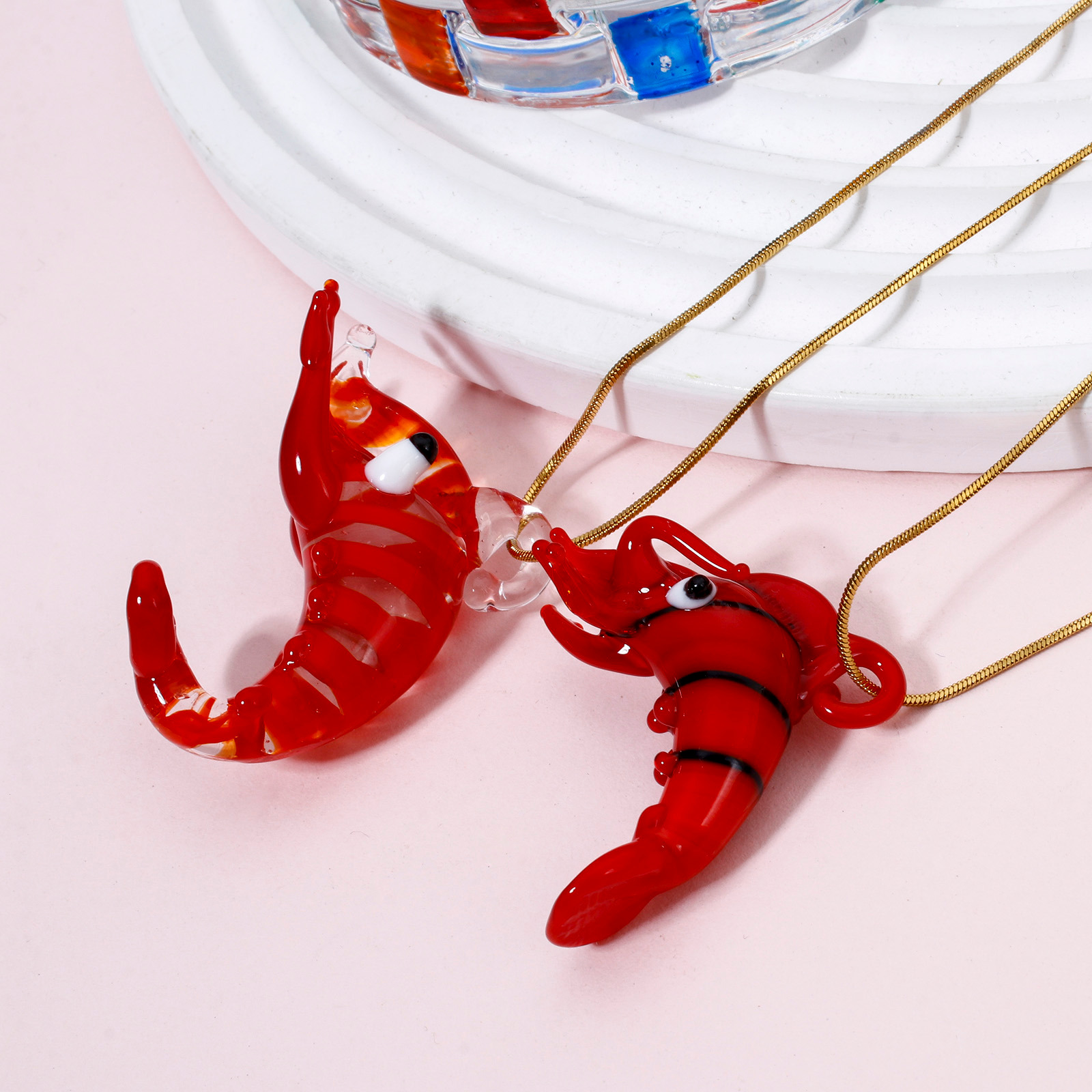 Aquarium Plant Red - Pendentif en verre au chalumeau rouge